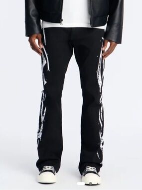 NEW NOVA MEN Stacked Skinny Flare Rockstar Life Jewel Pant size: 34